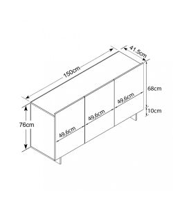 Cosma Credenza Moderna Antracite e Rovere Chiaro 150x41,5x76 cm