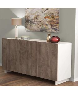 Cosma Credenza Moderna Bianco e Rovere Chiaro 150x41,5x76 cm 3 Ante