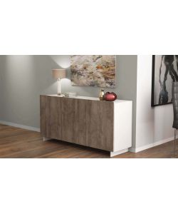 Cosma Credenza Moderna Bianco e Rovere Chiaro 150x41,5x76 cm 3 Ante