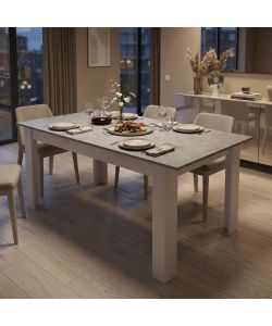 Cosma Tavolo Estensibile Gemma Bianco e Grigio Effetto Cemento 160/200 cm