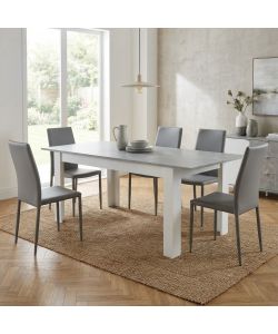Cosma Tavolo Estensibile Gemma Bianco e Grigio Effetto Cemento 160/200 cm
