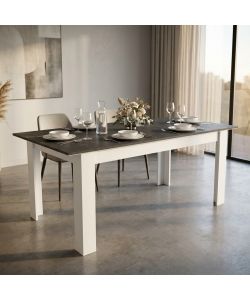 Cosma Tavolo allungabile rettangolare effetto cemento bianco grigio 160/200x90x75 cm