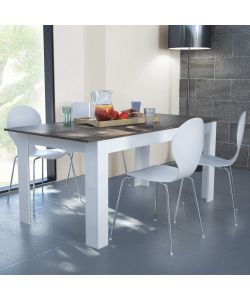 Cosma Tavolo allungabile rettangolare effetto cemento bianco grigio 160/200x90x75 cm