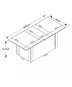 Cosma Tavolo Estensibile Gemma Antracite e Grigio Scuro 160/200x90 cm