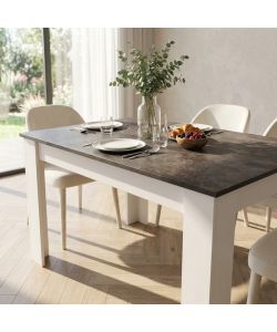 Cosma Tavolo Rettangolare 138x80 cm Bianco Grigio Scuro Effetto Cemento