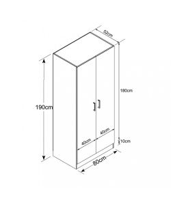 Cosma Armadio 2 Ante Leopold Olmo 80x52x190 cm Moderno Camera da Letto