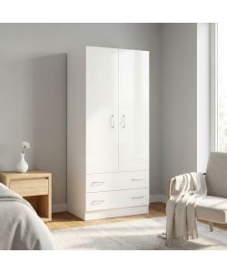 Cosma Armadio 2 Ante 2 Cassetti Bianco Moderno 80x52x180 cm