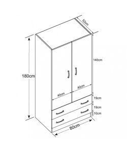 Cosma Armadio 2 Ante e 2 Cassetti Olmo 80x52x180 Moderno e Multifunzionale