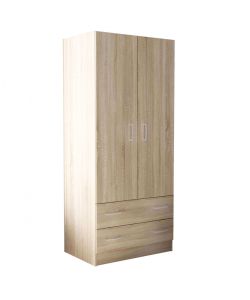 Cosma Armadio 2 Ante e 2 Cassetti Quercia Chiaro 80x52x180 cm