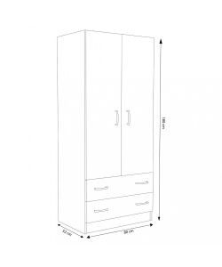 Cosma Armadio 2 Ante e 2 Cassetti Quercia Chiaro 80x52x180 cm