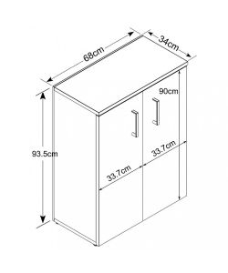 Cosma Mobiletto Bianco 2 Ante con 3 Ripiani 68x34x95 cm Moderno