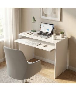 Cosma Porta PC Perry Bianco 90x45x74h cm con Ripiano Tastiera Estraibile