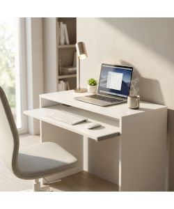 Cosma Porta PC Perry Bianco 90x45x74h cm con Ripiano Tastiera Estraibile