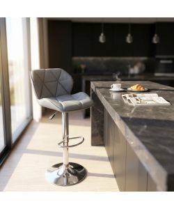 Cosma Sgabello Manuel Grigio in Metallo/Ecopelle 48x44x85/106 cm