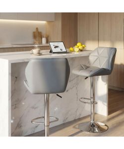 Cosma Sgabello Manuel Grigio in Metallo/Ecopelle 48x44x85/106 cm