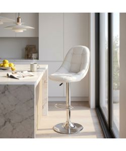 Cosma Sgabello Flynn Bianco in Metallo ed Ecopelle 59x55x95/116 cm