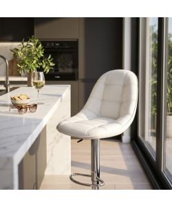 Cosma Sgabello Flynn Bianco in Metallo ed Ecopelle 59x55x95/116 cm
