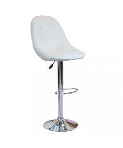 Cosma Sgabello Flynn Bianco in Metallo ed Ecopelle 59x55x95/116 cm