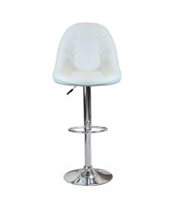 Cosma Sgabello Flynn Bianco in Metallo ed Ecopelle 59x55x95/116 cm