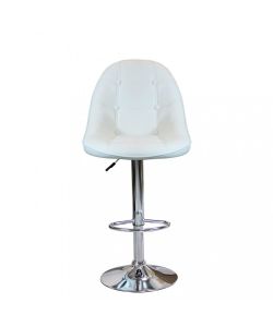 Cosma Sgabello Flynn Bianco in Metallo ed Ecopelle 59x55x95/116 cm