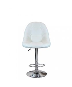 Cosma Sgabello Flynn Bianco in Metallo ed Ecopelle 59x55x95/116 cm