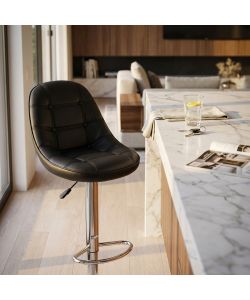 Cosma Sgabello Flynn Nero in Ecopelle 59x55x95/116 cm Metallo Moderno