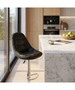 Cosma Sgabello Flynn Nero in Ecopelle 59x55x95/116 cm Metallo Moderno