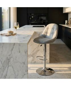 Cosma Sgabello Flynn Grigio Metallo/Ecopelle 59x55x95/116 cm Moderno