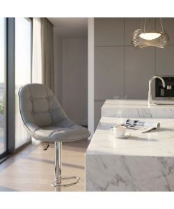 Cosma Sgabello Flynn Grigio Metallo/Ecopelle 59x55x95/116 cm Moderno