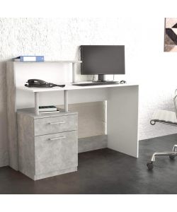 Cosma Scrivania Nasdaq Bianca e Grigia Effetto Cemento 120x55 cm