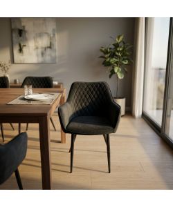 Cosma Poltrona Candy in Velluto Nero con Braccioli 61x61x82 cm