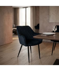Cosma Poltrona Candy in Velluto Nero con Braccioli 61x61x82 cm