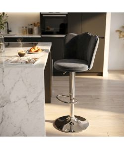 Cosma Sgabello Velluto Regolabile Grigio Senza Braccioli Moderno