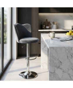 Cosma Sgabello Velluto Regolabile Grigio Senza Braccioli Moderno