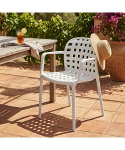 Cosma Poltrona Impilabile Bianco 58x57.5x82.5cm per Esterni e Giardino