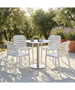 Cosma Poltrona Impilabile Bianco 58x57.5x82.5cm per Esterni e Giardino