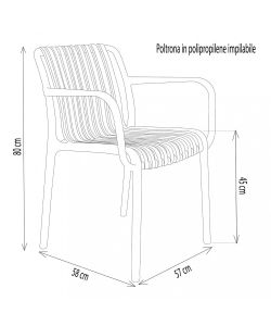 Cosma Poltrona Impilabile in Polipropilene 58x57x80cm Taupe