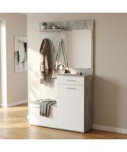 Cosma Mobile Ingresso Bianco con Scarpiera e Specchio 115x35x197 cm