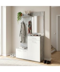 Cosma Mobile Ingresso Bianco con Scarpiera e Specchio 115x35x197 cm