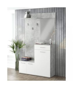 Cosma Mobile Ingresso Bianco con Scarpiera e Specchio 115x35x197 cm