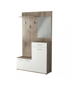 Cosma Mobile Ingresso Moderno Bianco e Legno 115x35x197 cm con Specchio