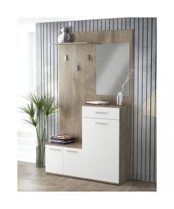 Cosma Mobile Ingresso Moderno Bianco e Legno 115x35x197 cm con Specchio