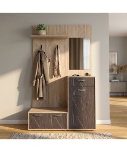 Cosma Mobile Ingresso Moderno con Scarpiera e Specchio Antracite 115x35x197 cm