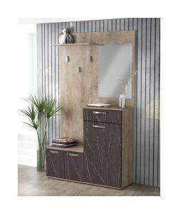 Cosma Mobile Ingresso Moderno con Scarpiera e Specchio Antracite 115x35x197 cm