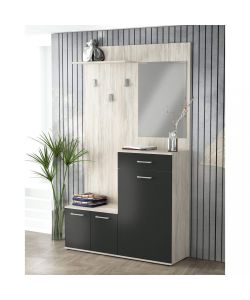 Cosma Mobile Ingresso Moderno con Scarpiera e Specchio Antracite 115x35x197 cm