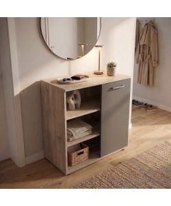 Cosma Mobile da Ingresso 1 Anta 3 Mensole Marrone Antracite 68x35x87 cm