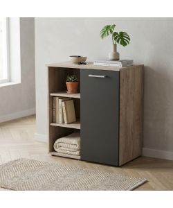 Cosma Mobile da Ingresso 1 Anta 3 Mensole Marrone Antracite 68x35x87 cm