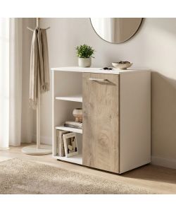 Cosma Mobiletto Ingresso 1 Anta 3 Mensole Bianco e Marrone 68x35x87 cm
