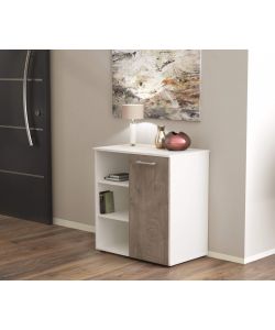 Cosma Mobiletto Ingresso 1 Anta 3 Mensole Bianco e Marrone 68x35x87 cm