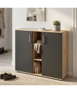 Cosma Mobiletto con 2 Ante e 3 Mensole Rovere Chiaro Antracite 101,5x35x87 cm